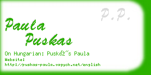 paula puskas business card